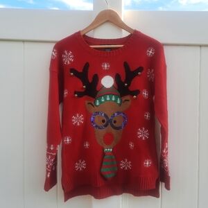 United States Sweaters Holiday Ugly Christmas Reindeer Sweater |  Soft | Small